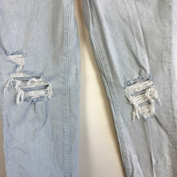 Madewell High Rise The Mom Jean Raw Hem Light Blue Ankle - Size 26 - Picture 4 of 13